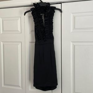 Esley Black Ruffle Halter Dress